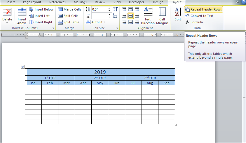 heading rows repeat excel for mac